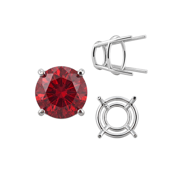 ITI NYC Four Prong Round High Tapered Wire Basket Settings in Sterling Silver (4.50 mm - 15.00 mm)