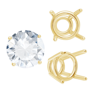 ITI NYC Four Prong Round High Tapered Wire Basket Settings in 14K Gold (4.50 mm - 12.00 mm)