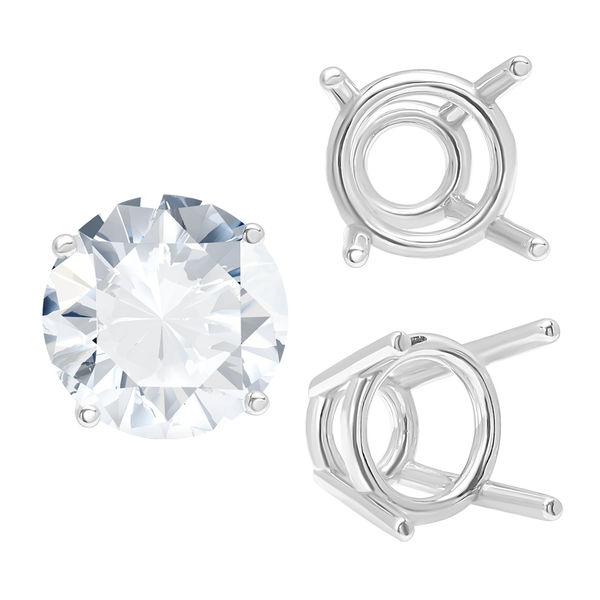 ITI NYC Four Prong Round High Tapered Wire Basket Settings in 14K Gold (4.50 mm - 12.00 mm)