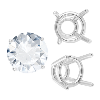 ITI NYC Four Prong Round High Tapered Wire Basket Settings in Sterling Silver (4.50 mm - 15.00 mm)