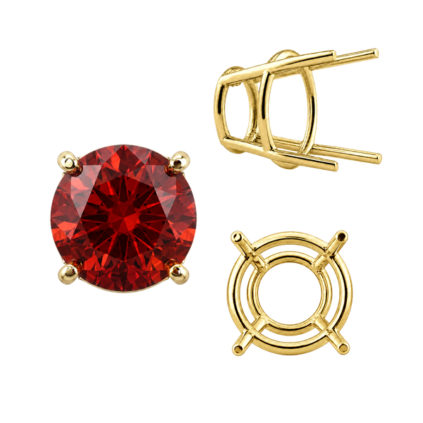 ITI NYC Four Prong Round High Tapered Wire Basket Settings in 14K Gold (4.50 mm - 12.00 mm)