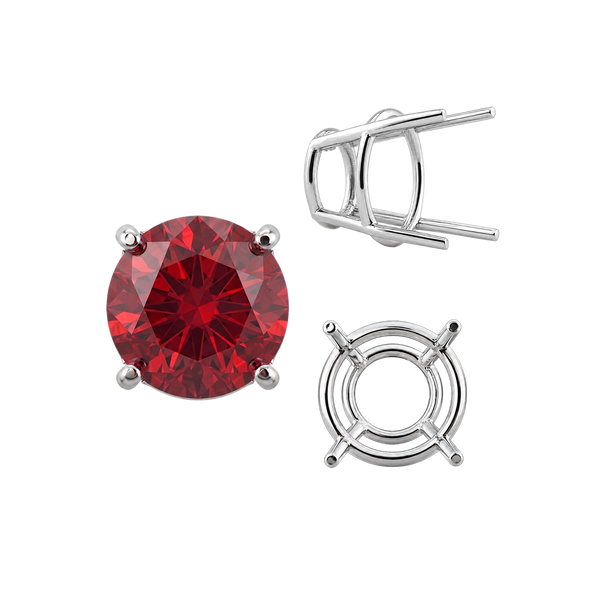 ITI NYC Four Prong Round High Tapered Wire Basket Settings in Sterling Silver (4.50 mm - 15.00 mm)