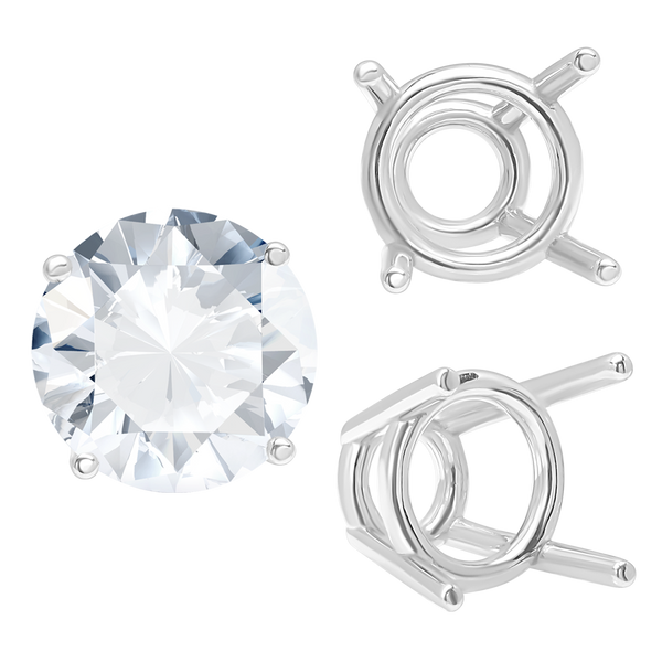 ITI NYC Four Prong Round High Tapered Wire Basket Settings in 14K Gold (4.50 mm - 12.00 mm)