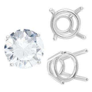 ITI NYC Four Prong Round High Tapered Wire Basket Settings in Sterling Silver (4.50 mm - 15.00 mm)