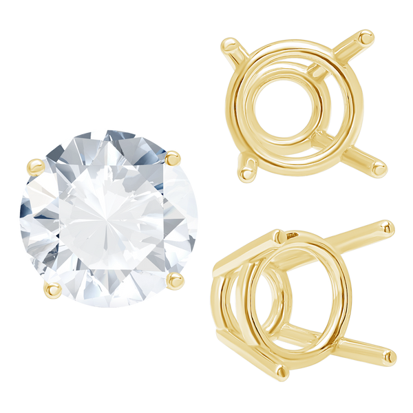 ITI NYC Four Prong Round High Tapered Wire Basket Settings in 14K Gold (4.50 mm - 12.00 mm)
