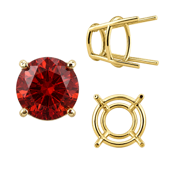 ITI NYC Four Prong Round High Tapered Wire Basket Settings in 14K Gold (4.50 mm - 12.00 mm)
