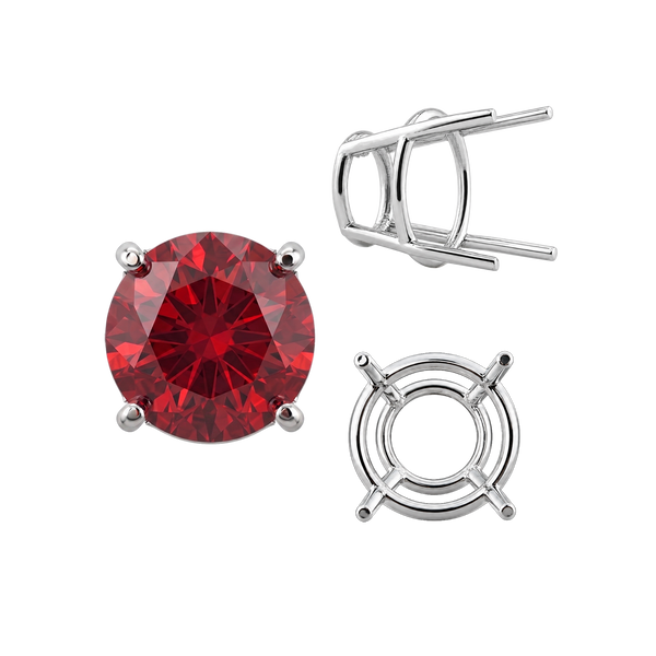 ITI NYC Four Prong Round High Tapered Wire Basket Settings in Sterling Silver (4.50 mm - 15.00 mm)