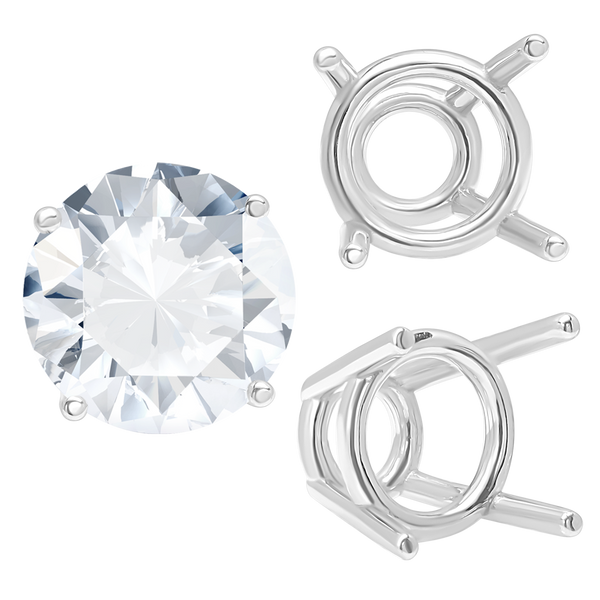 ITI NYC Four Prong Round High Tapered Wire Basket Settings in 14K Gold (4.50 mm - 12.00 mm)