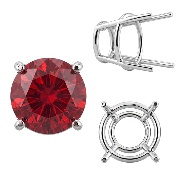 ITI NYC Four Prong Round High Tapered Wire Basket Settings in 14K Gold (4.50 mm - 12.00 mm)