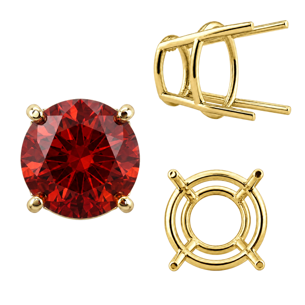 ITI NYC Four Prong Round High Tapered Wire Basket Settings in 14K Gold (4.50 mm - 12.00 mm)