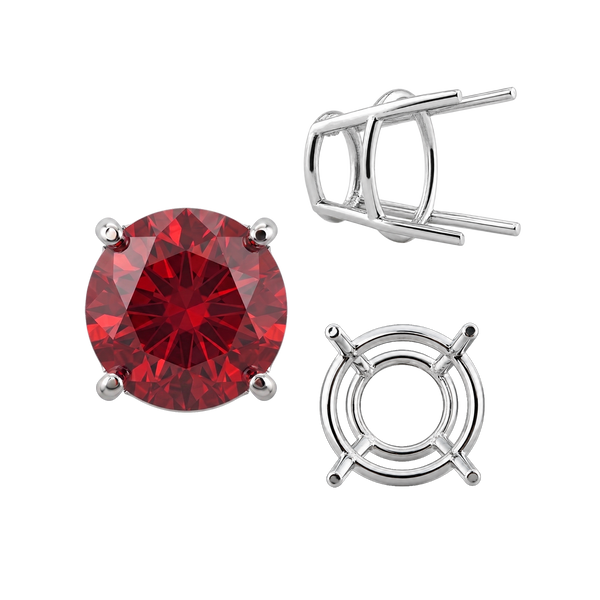 ITI NYC Four Prong Round High Tapered Wire Basket Settings in Sterling Silver (4.50 mm - 15.00 mm)