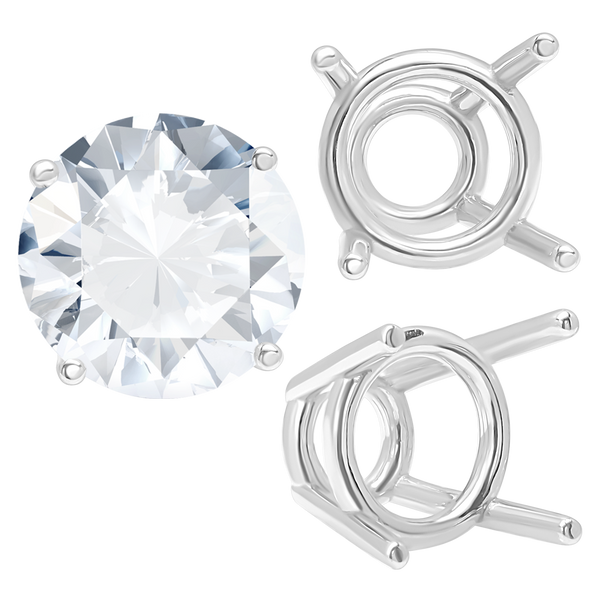 ITI NYC Four Prong Round High Tapered Wire Basket Settings in 14K Gold (4.50 mm - 12.00 mm)