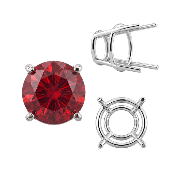 ITI NYC Four Prong Round High Tapered Wire Basket Settings in Sterling Silver (4.50 mm - 15.00 mm)
