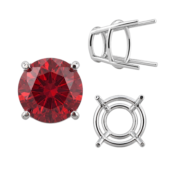 ITI NYC Four Prong Round High Tapered Wire Basket Settings in Sterling Silver (4.50 mm - 15.00 mm)
