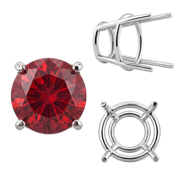 ITI NYC Four Prong Round High Tapered Wire Basket Settings in Sterling Silver (4.50 mm - 15.00 mm)