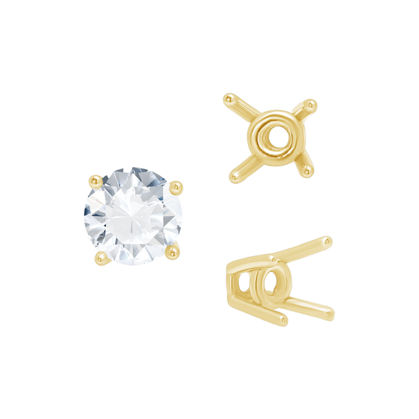 ITI NYC Four Prong Round High Tapered Wire Basket Settings in 14K Gold (4.50 mm - 12.00 mm)