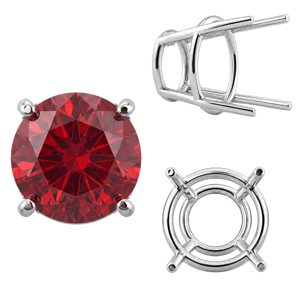 ITI NYC Four Prong Round High Tapered Wire Basket Settings in Sterling Silver (4.50 mm - 15.00 mm)