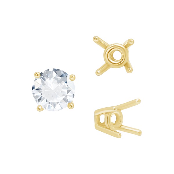 ITI NYC Four Prong Round High Tapered Wire Basket Settings in 14K Gold (4.50 mm - 12.00 mm)