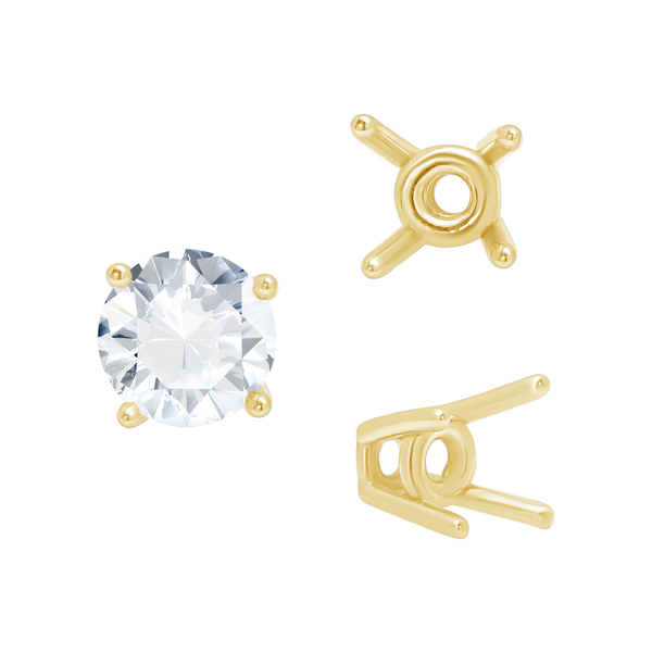 ITI NYC Four Prong Round High Tapered Wire Basket Settings in 14K Gold (4.50 mm - 12.00 mm)