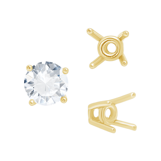 ITI NYC Four Prong Round High Tapered Wire Basket Settings in 14K Gold (4.50 mm - 12.00 mm)
