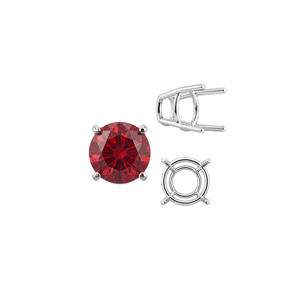 ITI NYC Four Prong Round High Tapered Wire Basket Settings in Sterling Silver (4.50 mm - 15.00 mm)