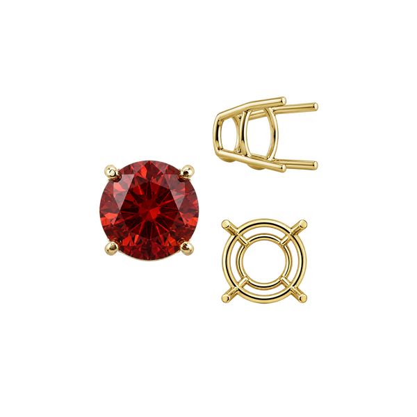 ITI NYC Four Prong Round High Tapered Wire Basket Settings in 14K Gold (4.50 mm - 12.00 mm)