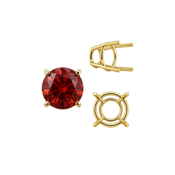 ITI NYC Four Prong Round High Tapered Wire Basket Settings in 14K Gold (4.50 mm - 12.00 mm)