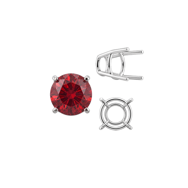 ITI NYC Four Prong Round High Tapered Wire Basket Settings in Sterling Silver (4.50 mm - 15.00 mm)