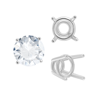 ITI NYC Four Prong Round High Tapered Wire Basket Settings in Sterling Silver (4.50 mm - 15.00 mm)