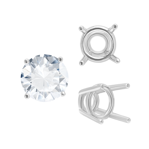 ITI NYC Four Prong Round High Tapered Wire Basket Settings in 14K Gold (4.50 mm - 12.00 mm)