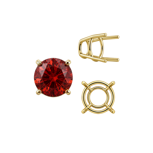 ITI NYC Four Prong Round High Tapered Wire Basket Settings in 14K Gold (4.50 mm - 12.00 mm)