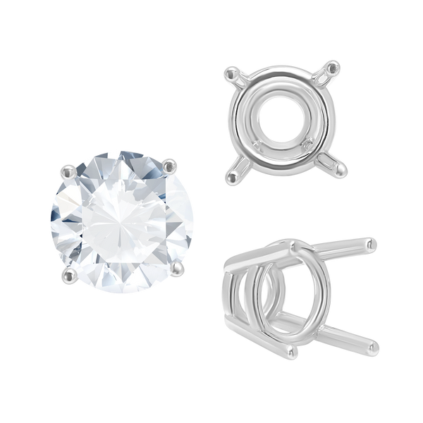 ITI NYC Four Prong Round High Tapered Wire Basket Settings in 14K Gold (4.50 mm - 12.00 mm)