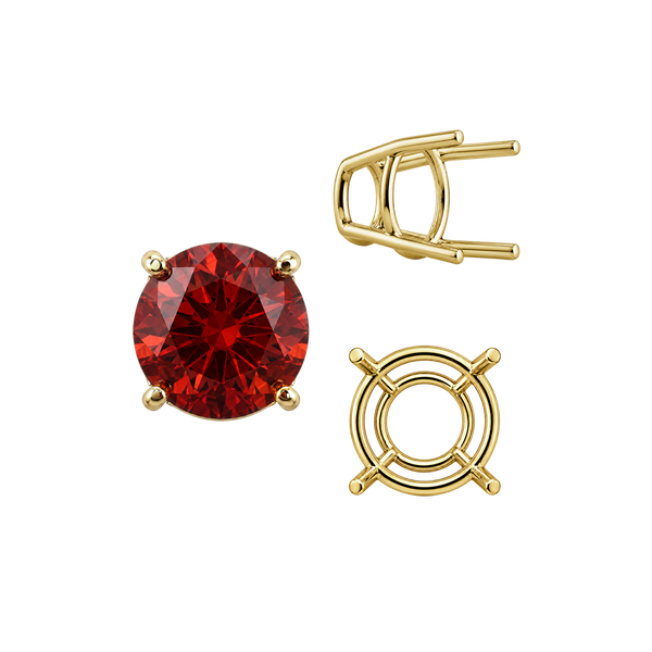 ITI NYC Four Prong Round High Tapered Wire Basket Settings in 14K Gold (4.50 mm - 12.00 mm)