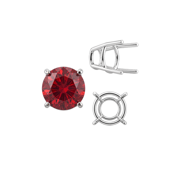 ITI NYC Four Prong Round High Tapered Wire Basket Settings in Sterling Silver (4.50 mm - 15.00 mm)