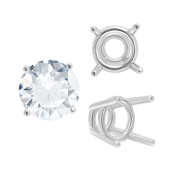 ITI NYC Four Prong Round High Tapered Wire Basket Settings in 14K Gold (4.50 mm - 12.00 mm)