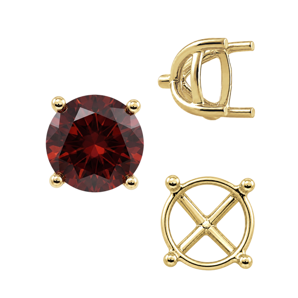 ITI NYC Round Four Prong Tapered Basket Settings in 14K Gold (5.20 mm - 10.00 mm)