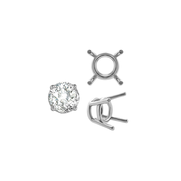 ITI NYC Four Prong Round Medium Weight Settings in 18K Gold (1.75 mm - 11.00 mm)
