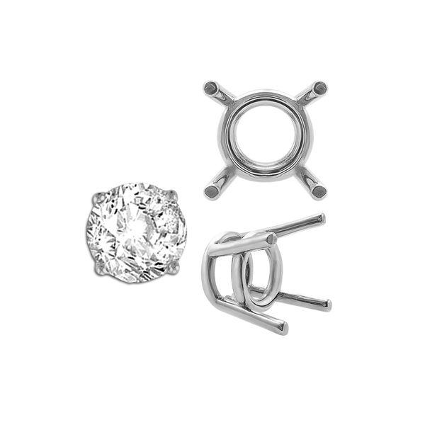 ITI NYC Four Prong Round Medium Weight Settings in Sterling Silver (3.50 mm - 11.00 mm)