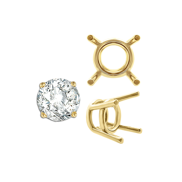 ITI NYC Four Prong Round Medium Weight Settings in 14K Gold (1.75 mm - 11.00 mm)