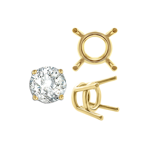 ITI NYC Four Prong Round Medium Weight Settings in 18K Gold (1.75 mm - 11.00 mm)