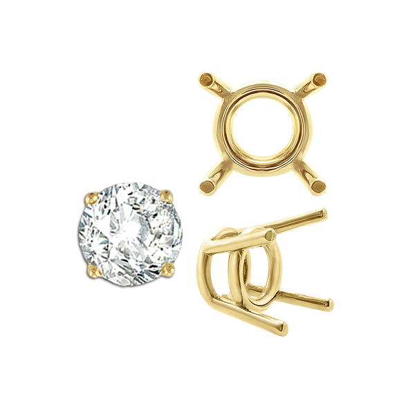 ITI NYC Four Prong Round Medium Weight Settings in 14K Gold (1.75 mm - 11.00 mm)