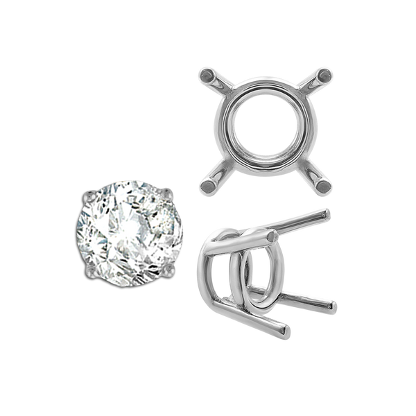 ITI NYC Four Prong Round Medium Weight Settings in 18K Gold (1.75 mm - 11.00 mm)