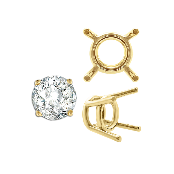 ITI NYC Four Prong Round Medium Weight Settings in 14K Gold (1.75 mm - 11.00 mm)