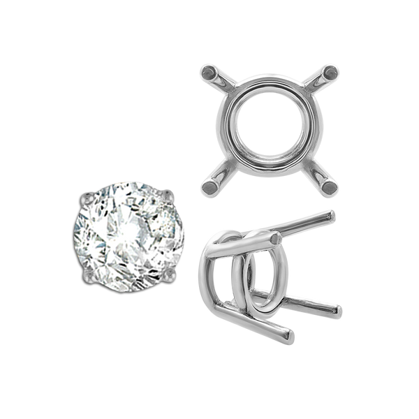 ITI NYC Four Prong Round Medium Weight Settings in Sterling Silver (3.50 mm - 11.00 mm)