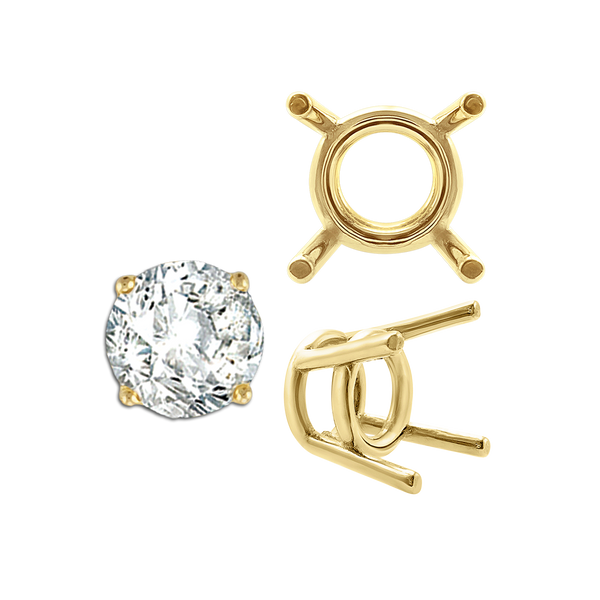 ITI NYC Four Prong Round Medium Weight Settings in 18K Gold (1.75 mm - 11.00 mm)