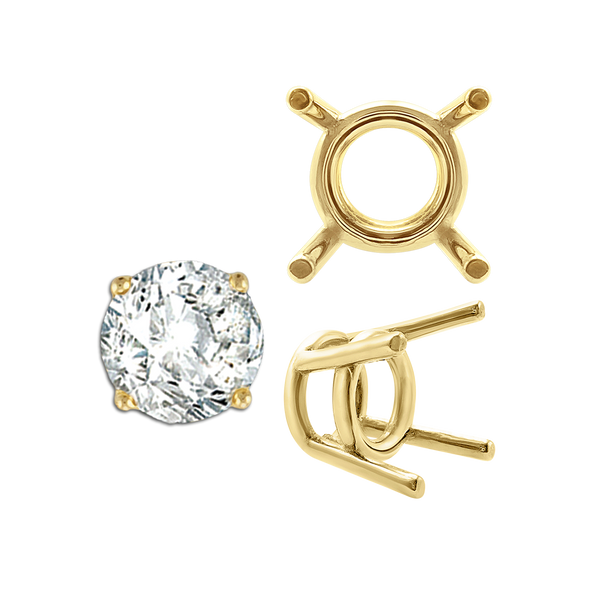 ITI NYC Four Prong Round Medium Weight Settings in 18K Gold (1.75 mm - 11.00 mm)
