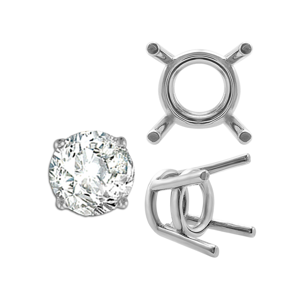 ITI NYC Four Prong Round Medium Weight Settings in 18K Gold (1.75 mm - 11.00 mm)
