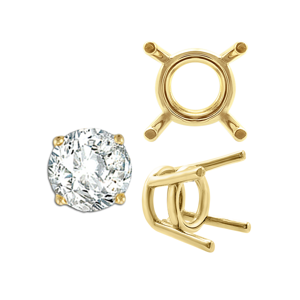 ITI NYC Four Prong Round Medium Weight Settings in 14K Gold (1.75 mm - 11.00 mm)