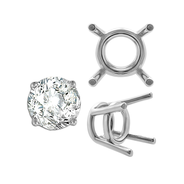 ITI NYC Four Prong Round Medium Weight Settings in 18K Gold (1.75 mm - 11.00 mm)