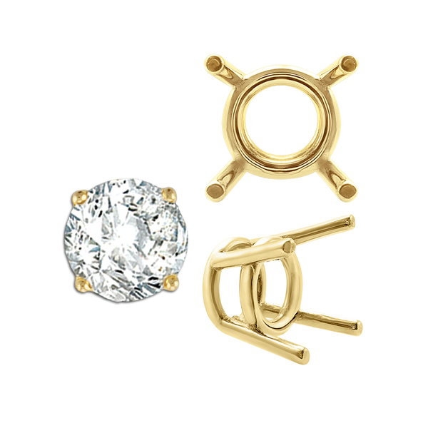 ITI NYC Four Prong Round Medium Weight Settings in 18K Gold (1.75 mm - 11.00 mm)